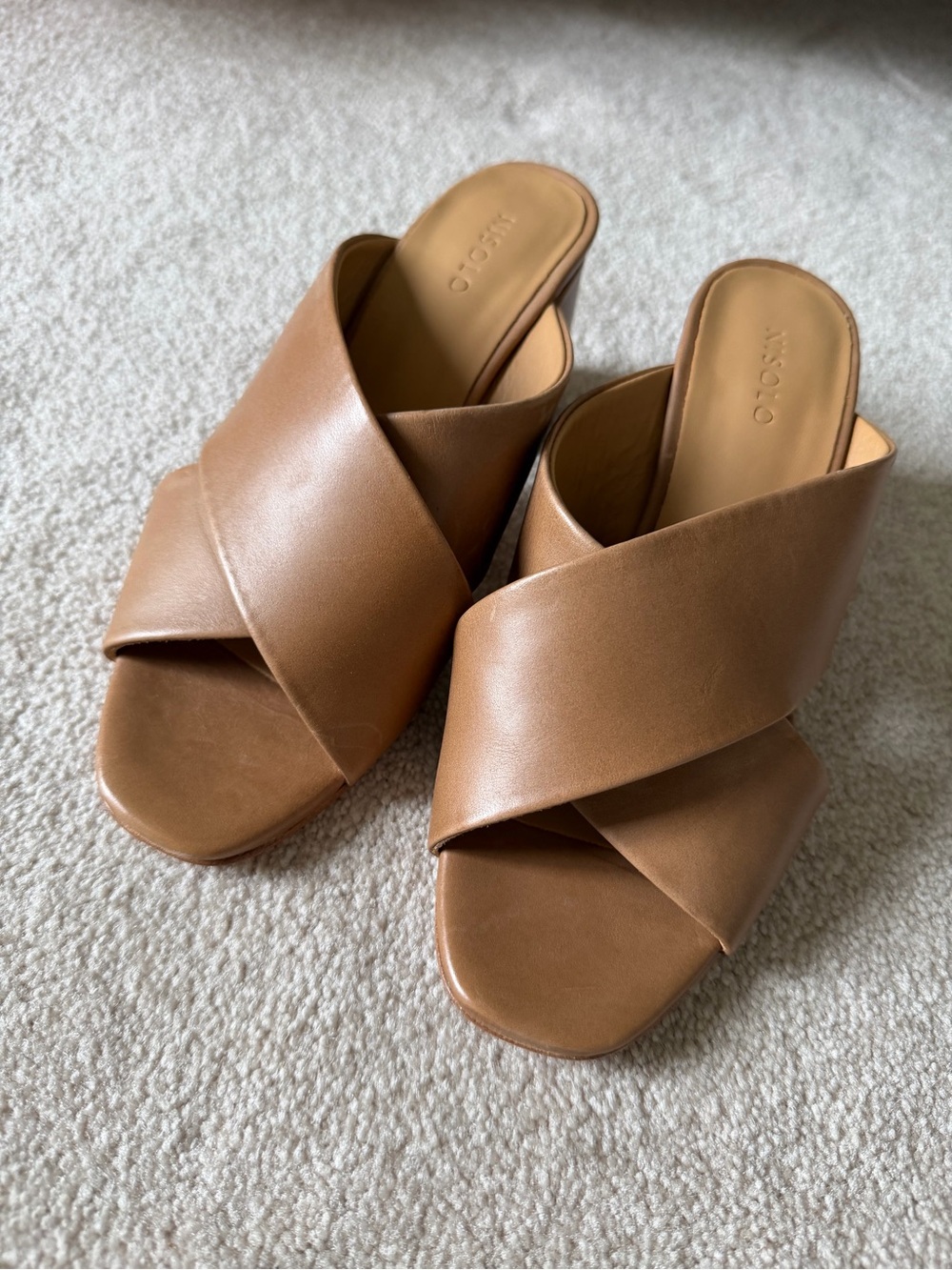Nisolo Carina Cross Strap Mule Almond